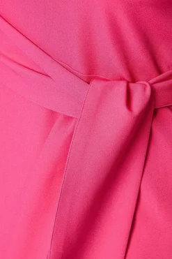 Pink One Shoulder Belted Occasion Dress