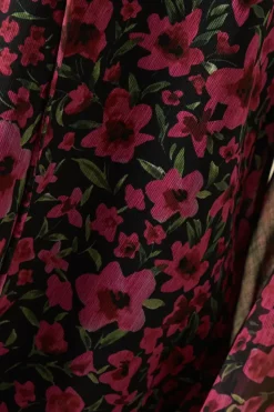 Pink Spaced Floral Ruffle Sleeve Overhead Blouse