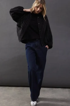 Pinstripe Blouson Bomber Jacket