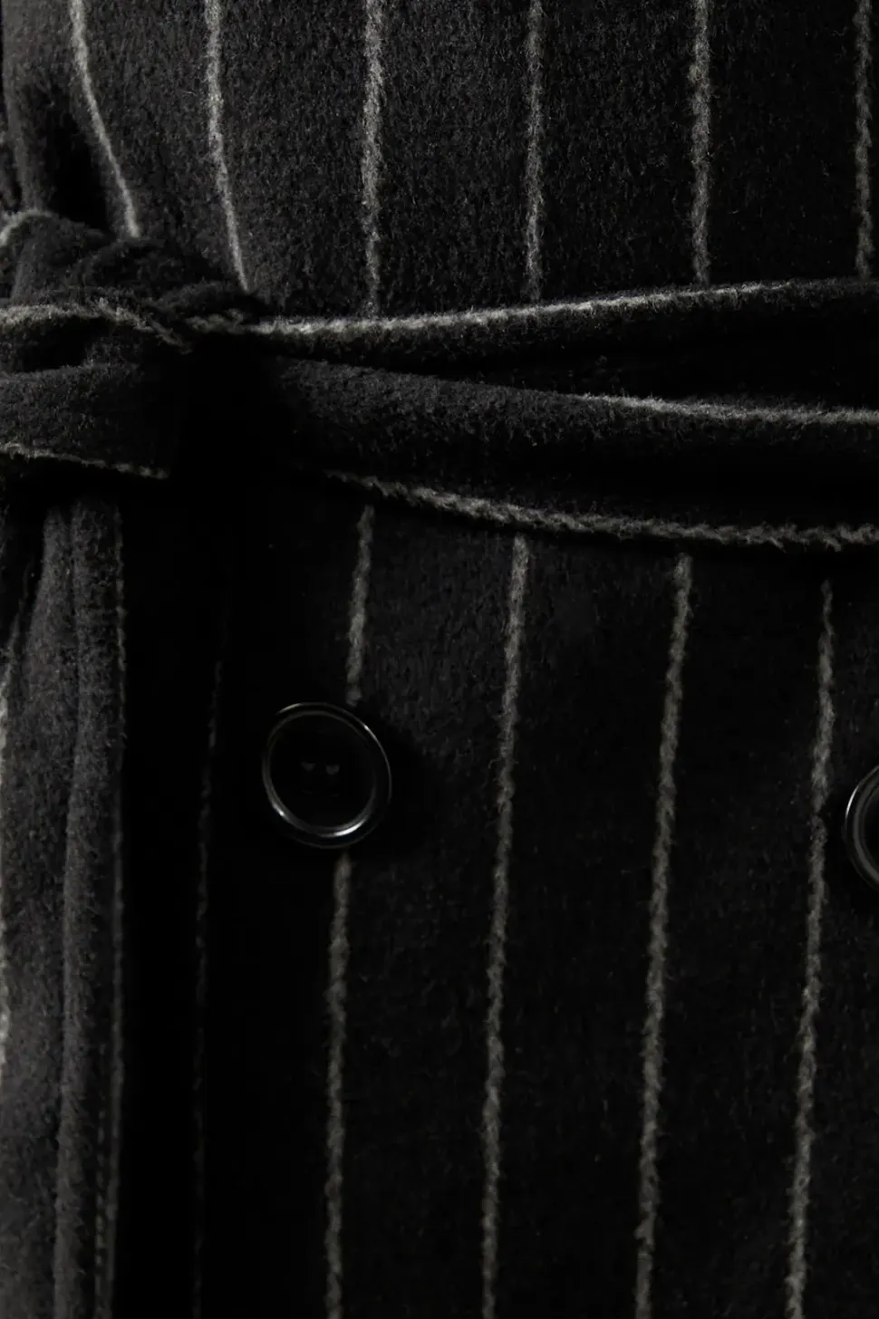 Pinstripe Shawl Collar Belted Coat
