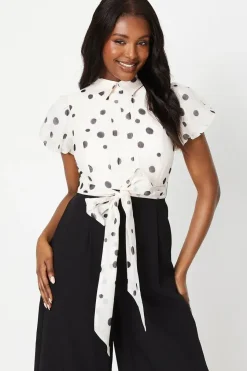 Pintuck Bodice Jumpsuit With Puff Sleeve