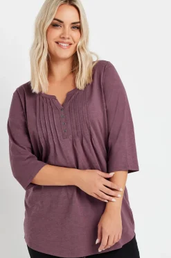 Pintuck Henley 3/4 Sleeve T-Shirt