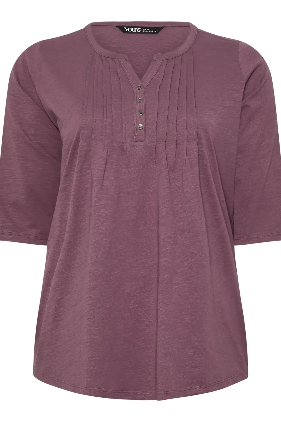 Pintuck Henley 3/4 Sleeve T-Shirt