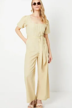 Pintuck Trim Insert Jumpsuit