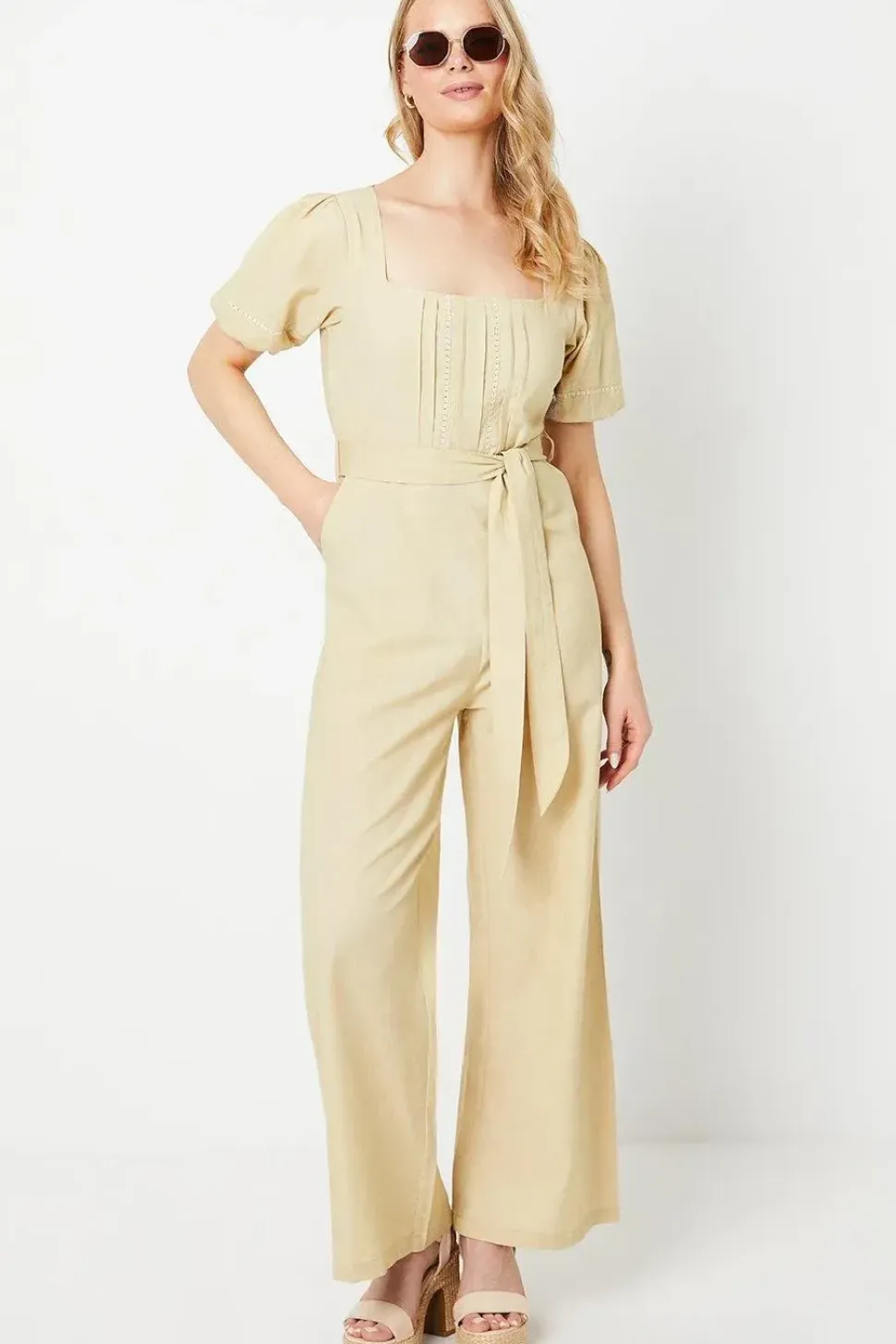 Pintuck Trim Insert Jumpsuit