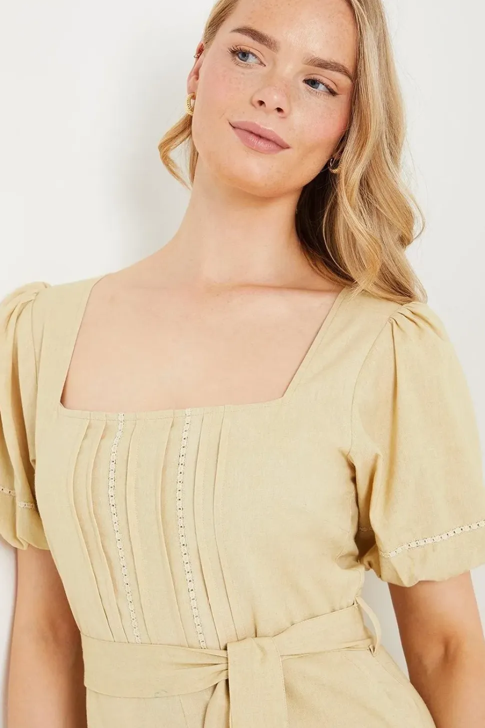Pintuck Trim Insert Jumpsuit