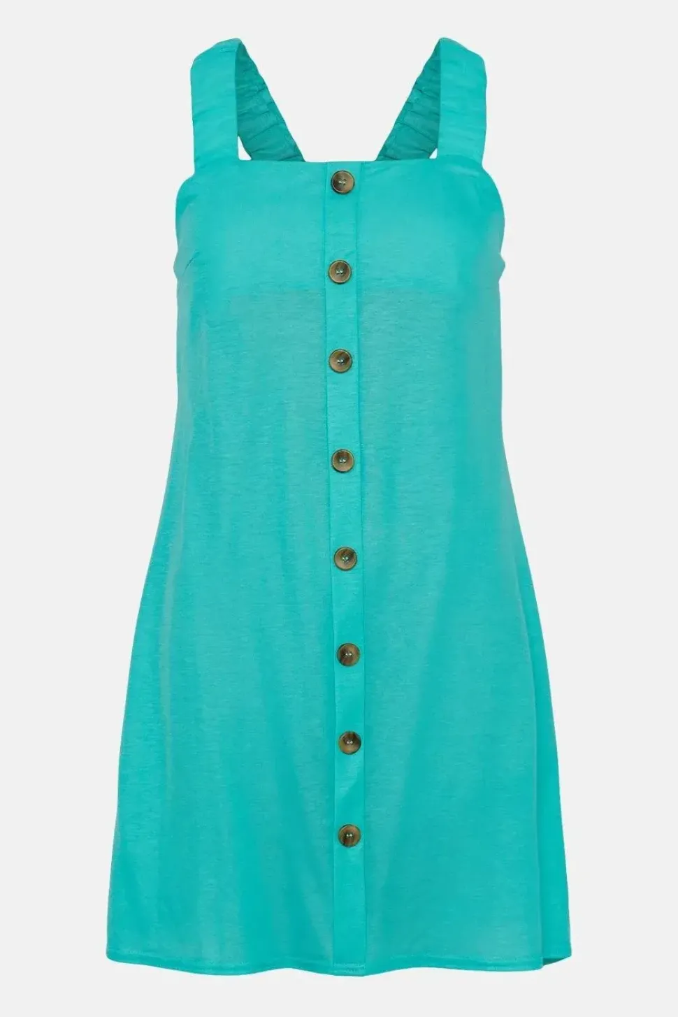 Pique Ruched Strap Cross Back Short Dress