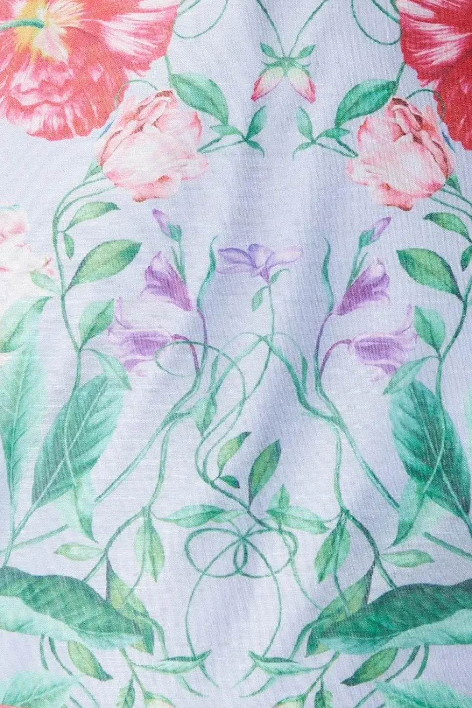 Placement Print Cloudy Organza Midi Dress