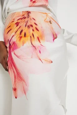 Placement Printed Satin Tiered Skirt