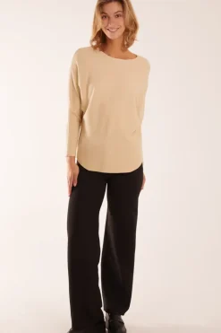 Plain Batwing Knitted Top
