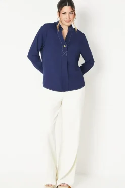 Plain Contrast Stitch Blouse