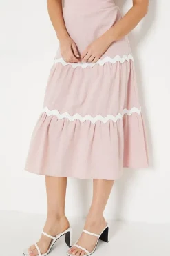 Plain Cotton Tiered Maxi Skirt