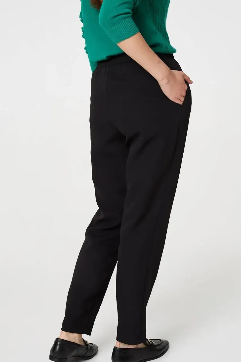 Plain Drawstring Waist Slim Trousers