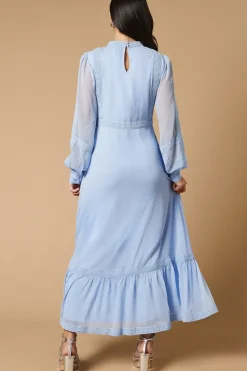 Plain Lace Trim Detail Maxi Dress
