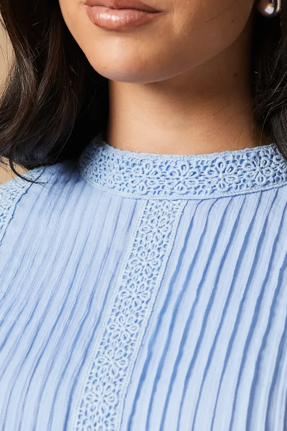 Plain Lace Trim Detail Maxi Dress