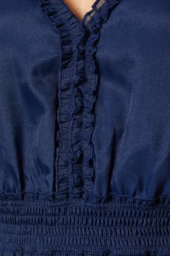 Plain Organza Ruffle Detail Mini Dress