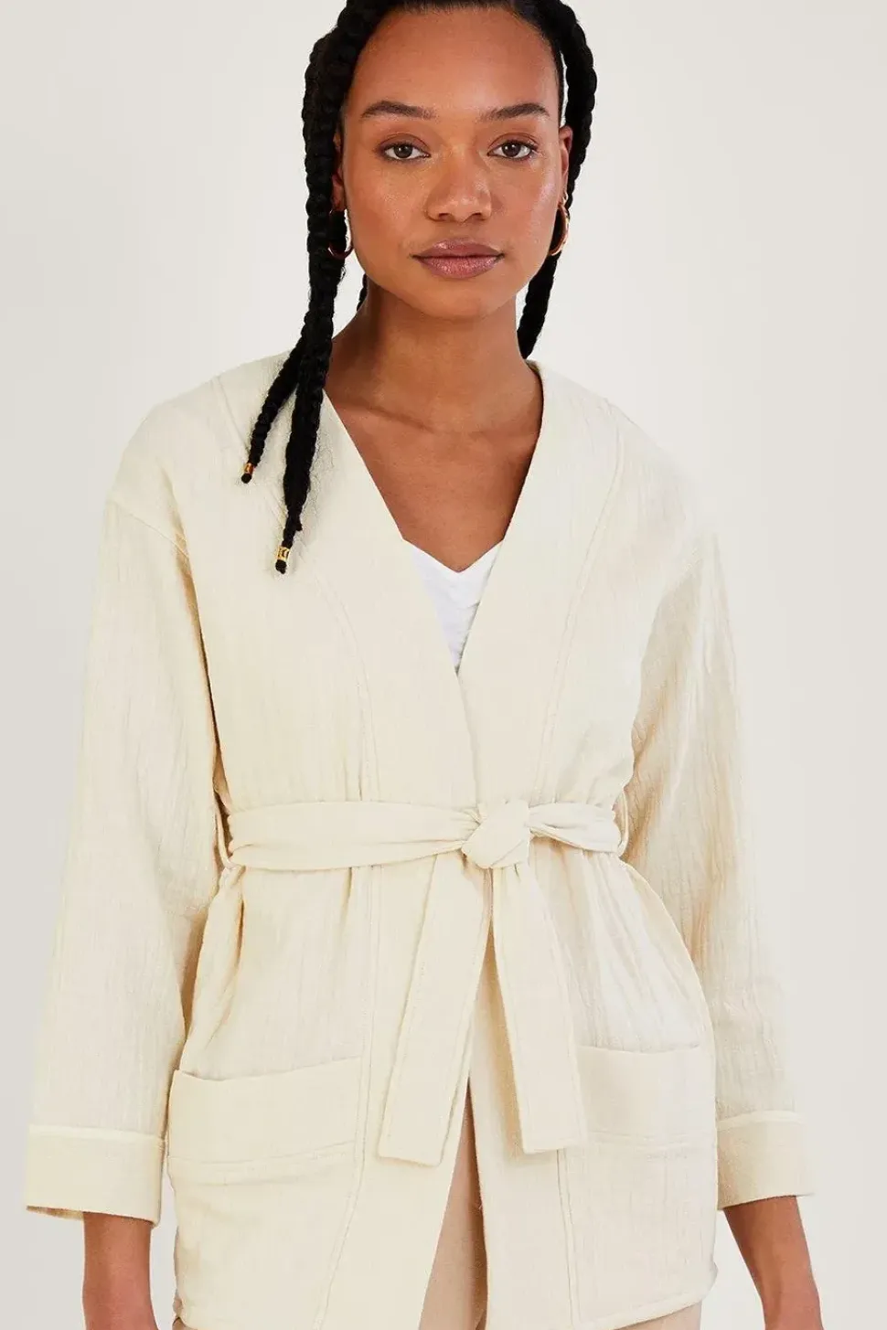Plain Pocket Tie Jacket