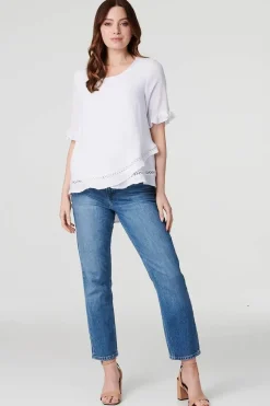 Plain 1/2 Sleeve Layered Blouse