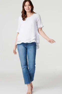 Plain 1/2 Sleeve Layered Blouse