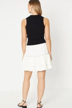 Plain Tiered Mini Skirt