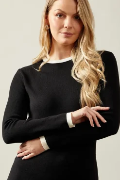 Plain Tipped Knitted Midi Dress