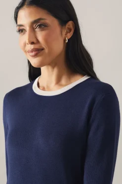 Plain Tipped Knitted Midi Dress