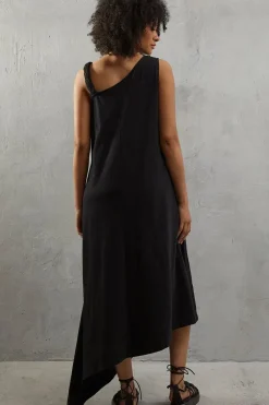 Plait Detail Asymmetric Jersey Midi Dress