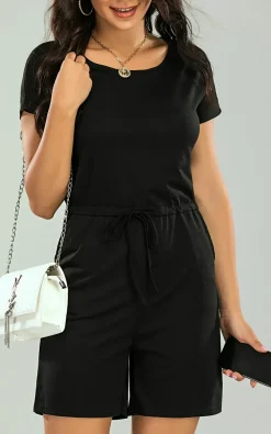 Playsuit With Short Sleeve In Black