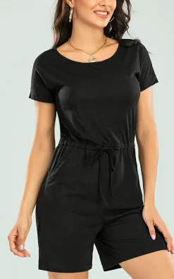 Playsuit With Short Sleeve In Black