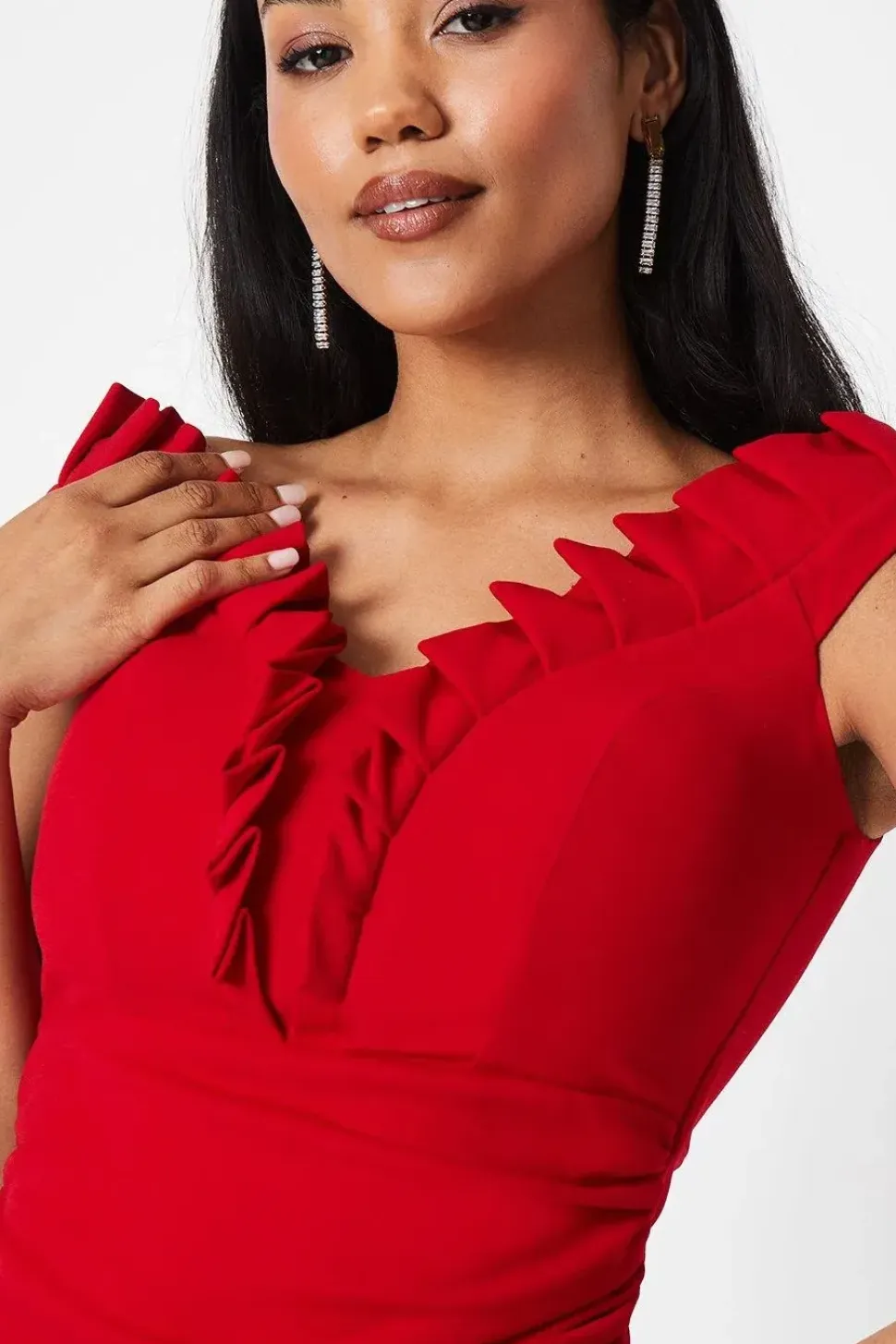 Pleat Bardot Midi Dress