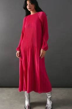 Pleat Chiffon Midaxi Dress