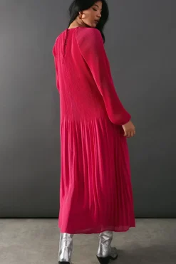 Pleat Chiffon Midaxi Dress