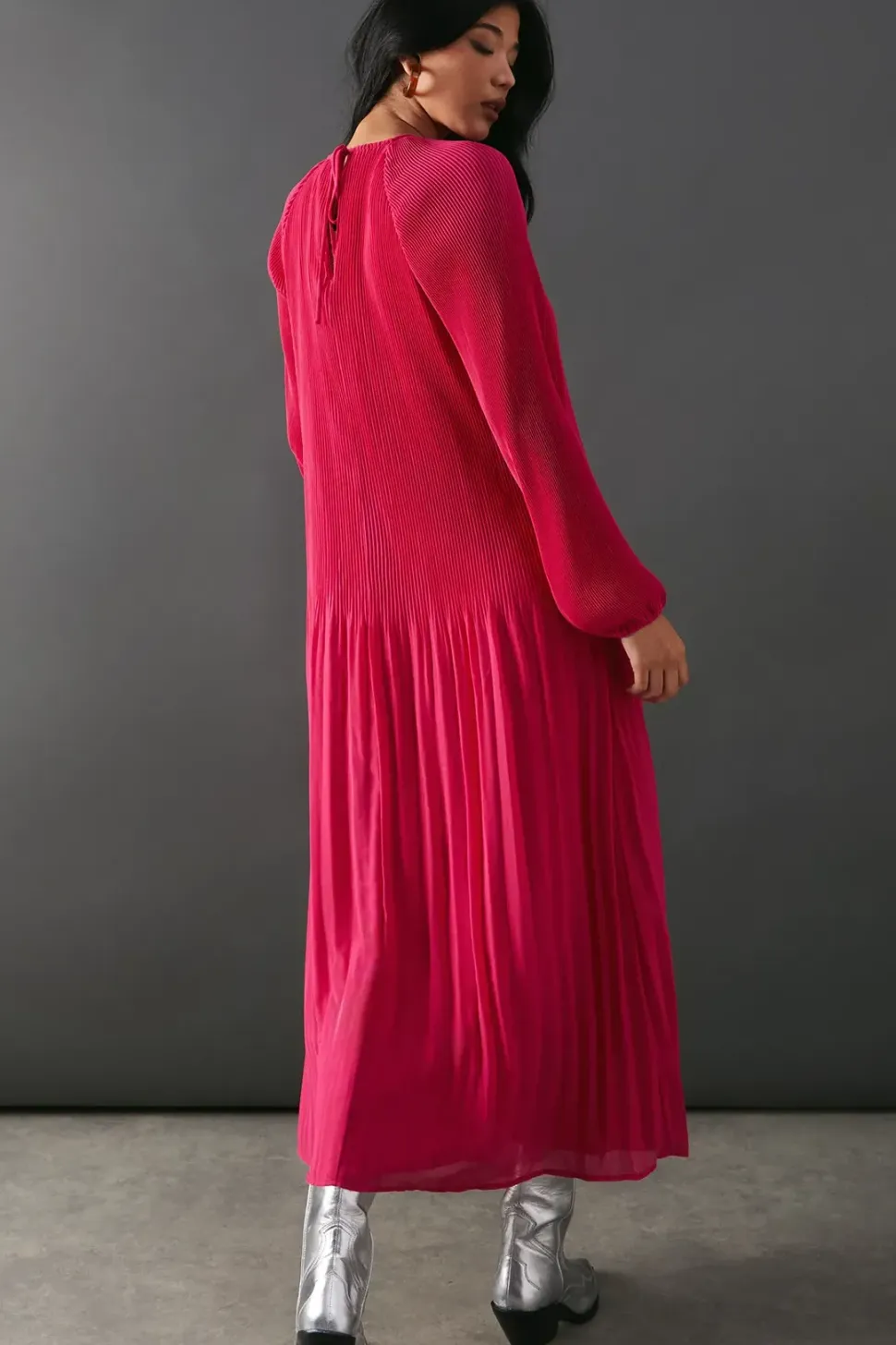 Pleat Chiffon Midaxi Dress