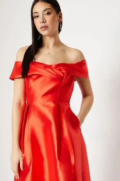 Pleat Detail Midi Dress