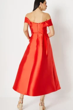 Pleat Detail Midi Dress