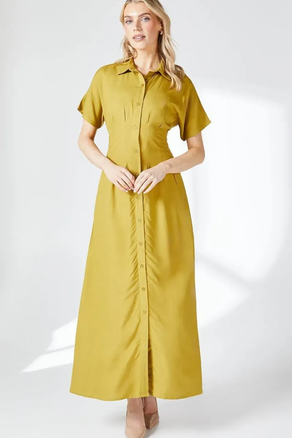 Pleat Detail Shirt Dress