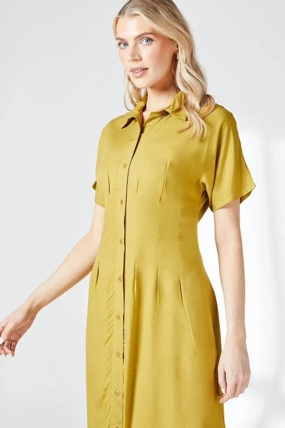 Pleat Detail Shirt Dress