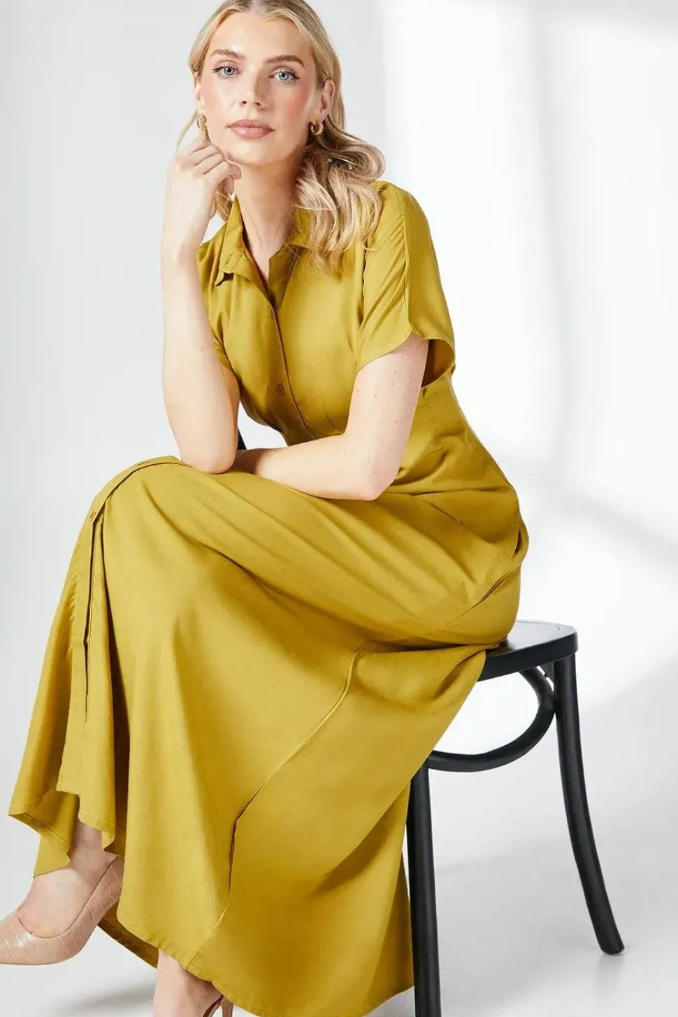 Pleat Detail Shirt Dress