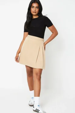 Pleat Detail Tailored Mini Skirt