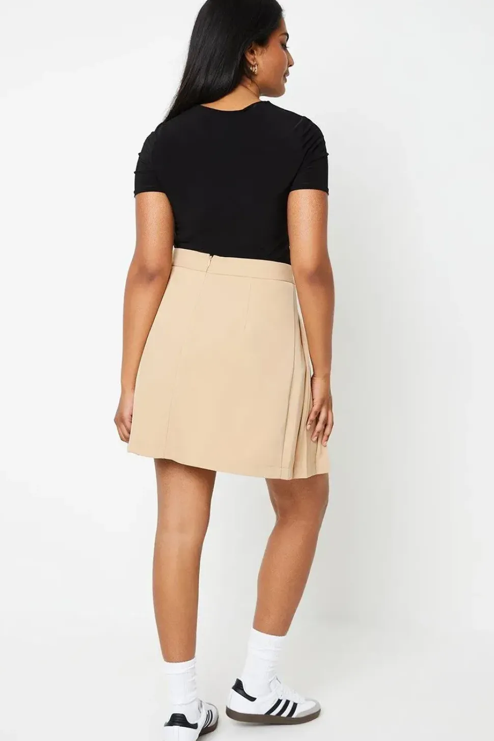 Pleat Detail Tailored Mini Skirt