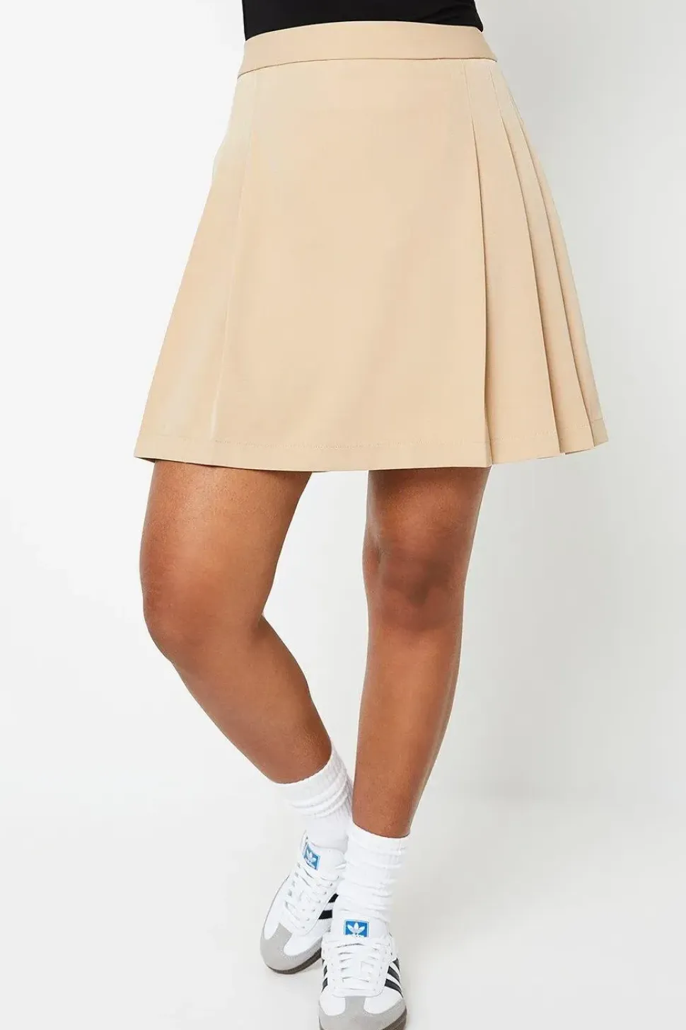 Pleat Detail Tailored Mini Skirt