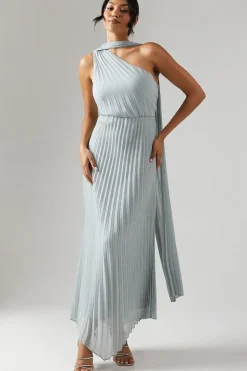 Pleated Chiffon Asymmetric Bridesmaid Dress