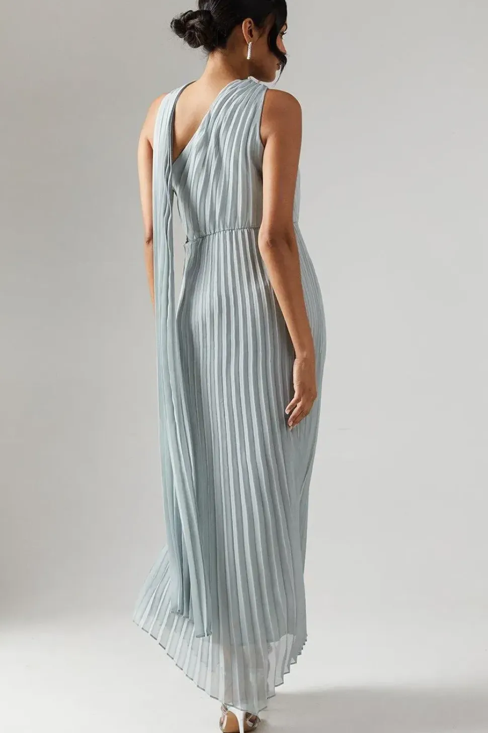 Pleated Chiffon Asymmetric Bridesmaid Dress