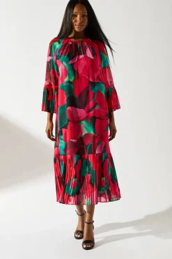 Pleated Chiffon Maxi Dress