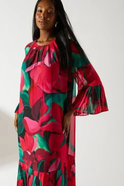 Pleated Chiffon Maxi Dress