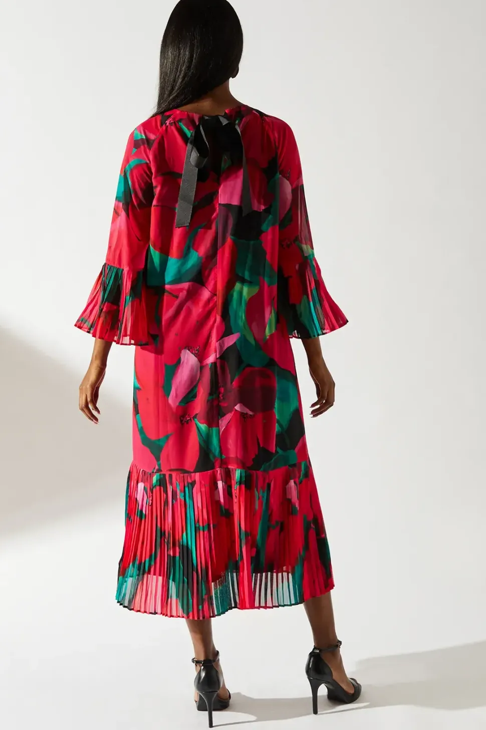 Pleated Chiffon Maxi Dress