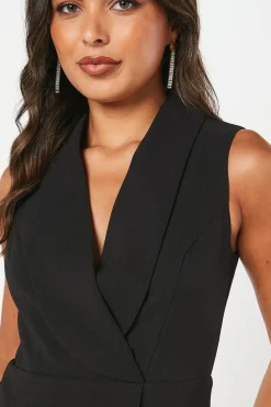 Pleated Hem Tuxedo Mini Dress
