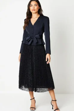 Pleated Lace Full Midi Skirt