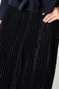 Pleated Lace Full Midi Skirt