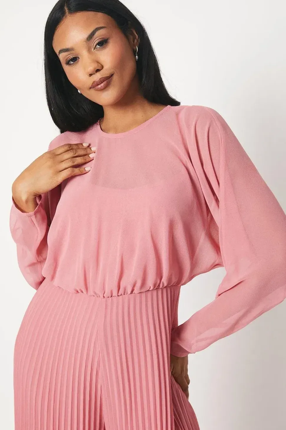 Pleated Leg Batwing Jumpsuit
